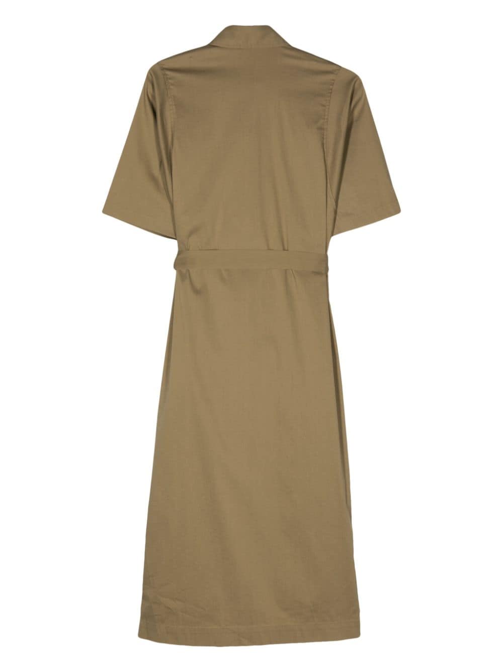 Shop Semicouture Belted Poplin Shirtdress In Green