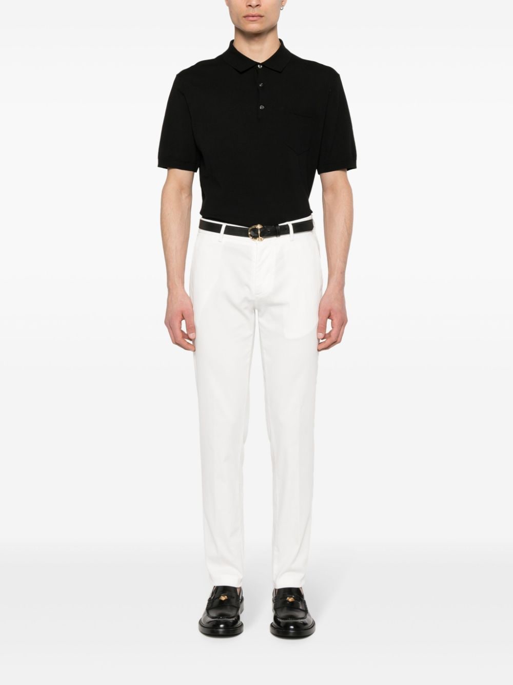 Shop Boggi Milano Panama Tapered Trousers In White