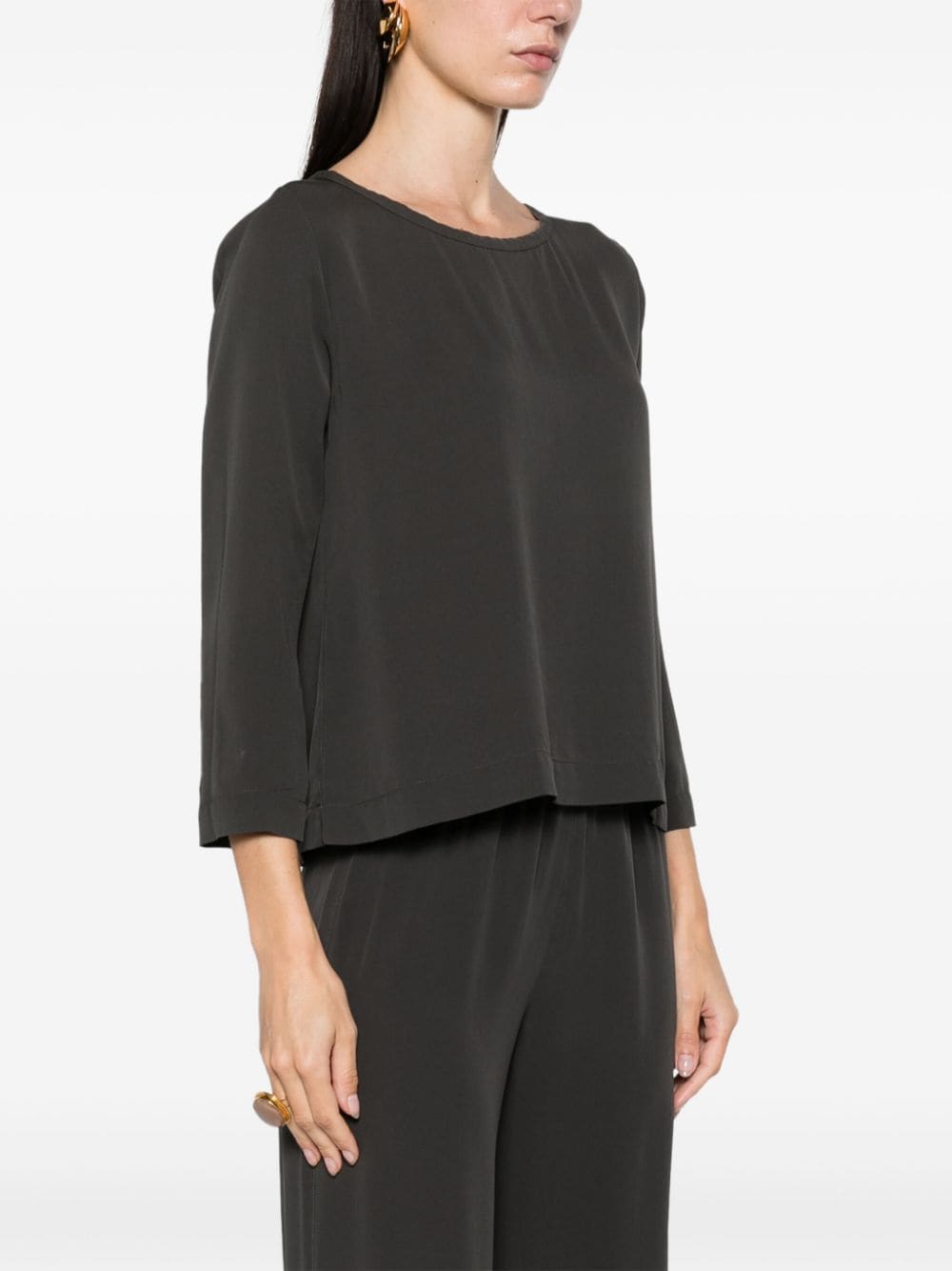 Shop Private 0204 Crepe Silk Blouse In Grey