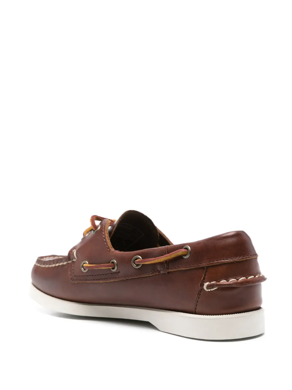 Sebago Brown Leather Loafers With Rubber Sole In Black