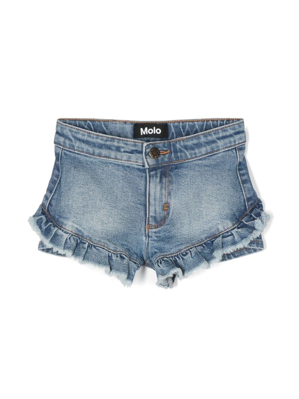 Molo Kids' Agnetha Ruffled Denim Shorts In Blue