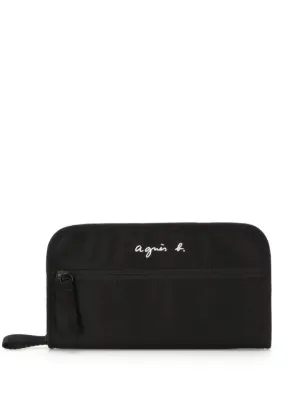 Agnès b. logo-embroidered Zip Pouch | Black | FARFETCH BH