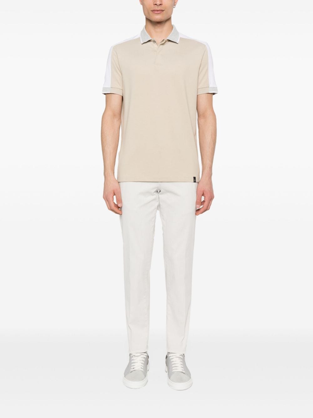 Shop Boggi Milano Logo-embroidered Tapered Trousers In White