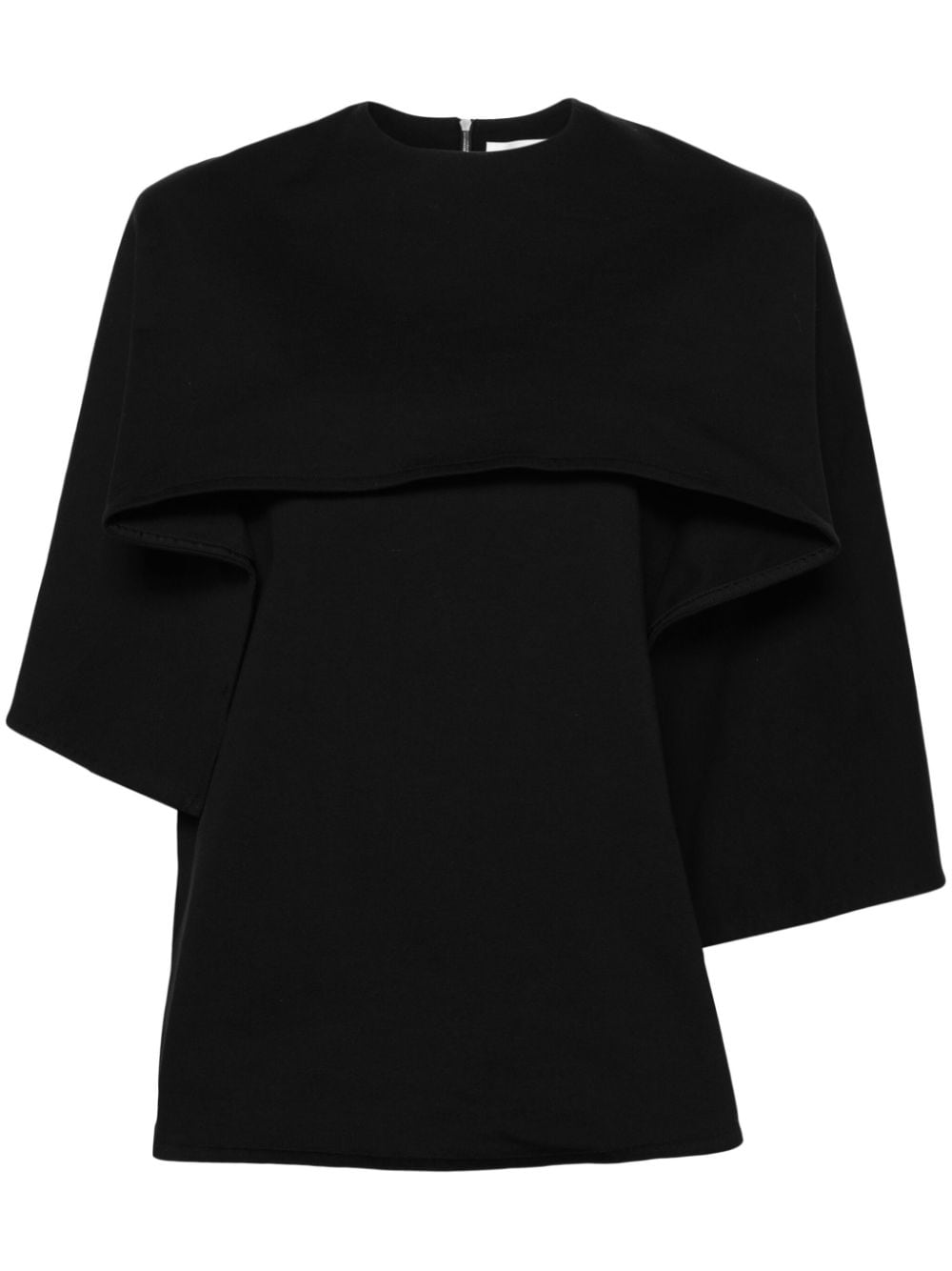 Jil Sander Draped-panel Cotton T-shirt In 黑色