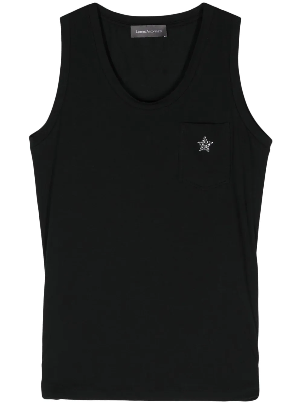 Lorena Antoniazzi Canotta con decorazione di cristalli - Nero