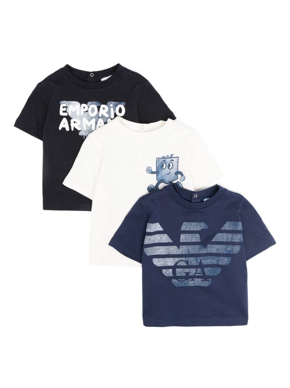 Emporio Armani Kids Drie T-shirts met logoprint Wit