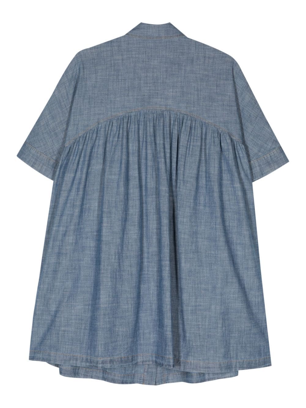 Shop Semicouture Chambray Flared Minidres In Blue