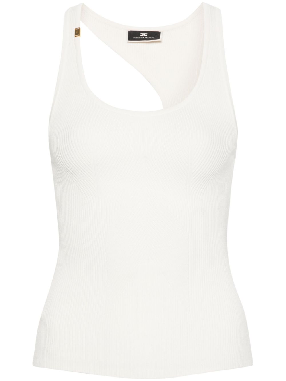 Shop Elisabetta Franchi Asymmetric-back Ribbed Top In 中性色