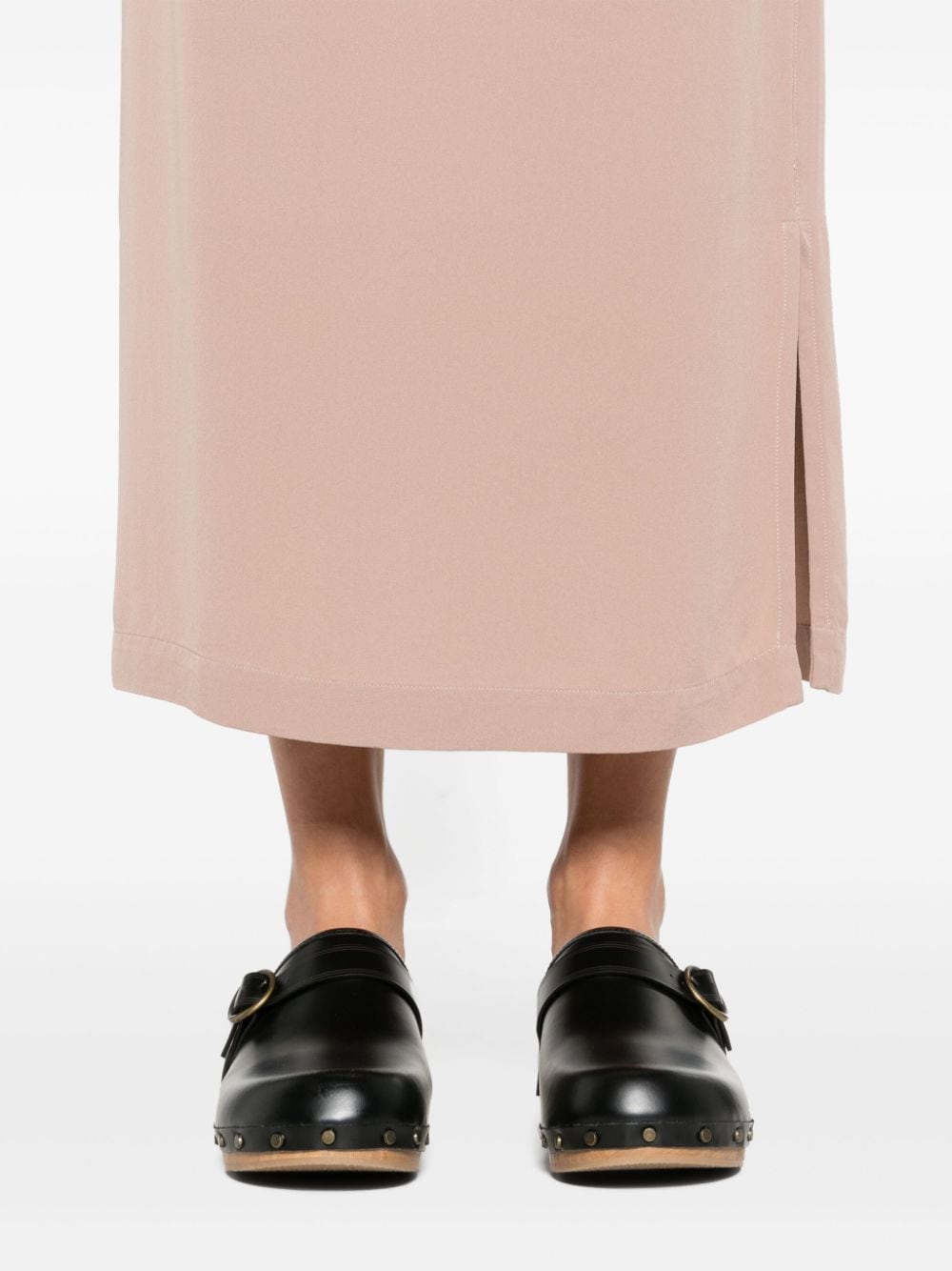 Shop Private 0204 Straight Silk Midi Skirt In Neutrals
