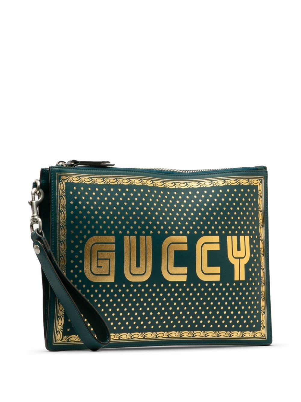 Pre-owned Gucci 2016-2023 Guccy Sega Clutch Bag In Green
