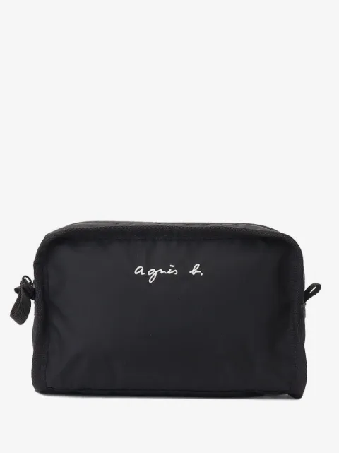 agnès b.  logo-embroidered zip pouch