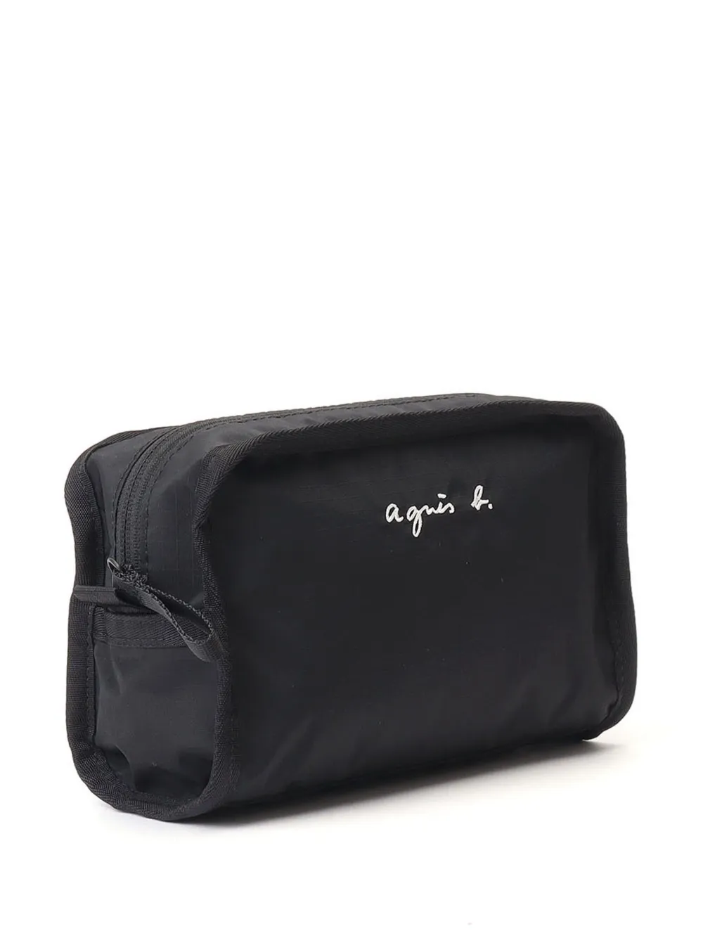 Shop Agnès B. Logo-embroidered Zip Pouch In Black