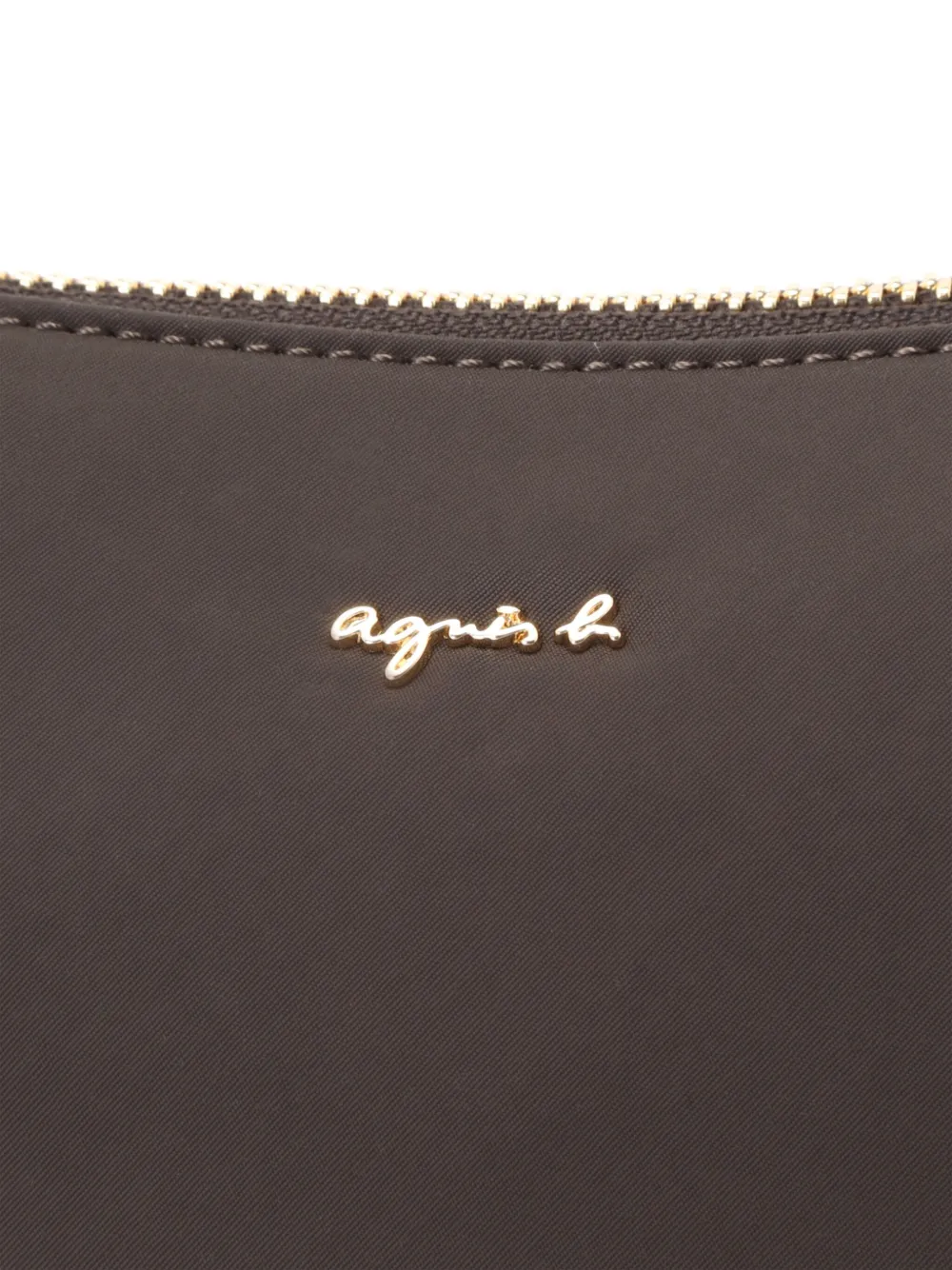 Shop Agnès B. Logo-lettering Two-tone Crossbody Bag In Brown