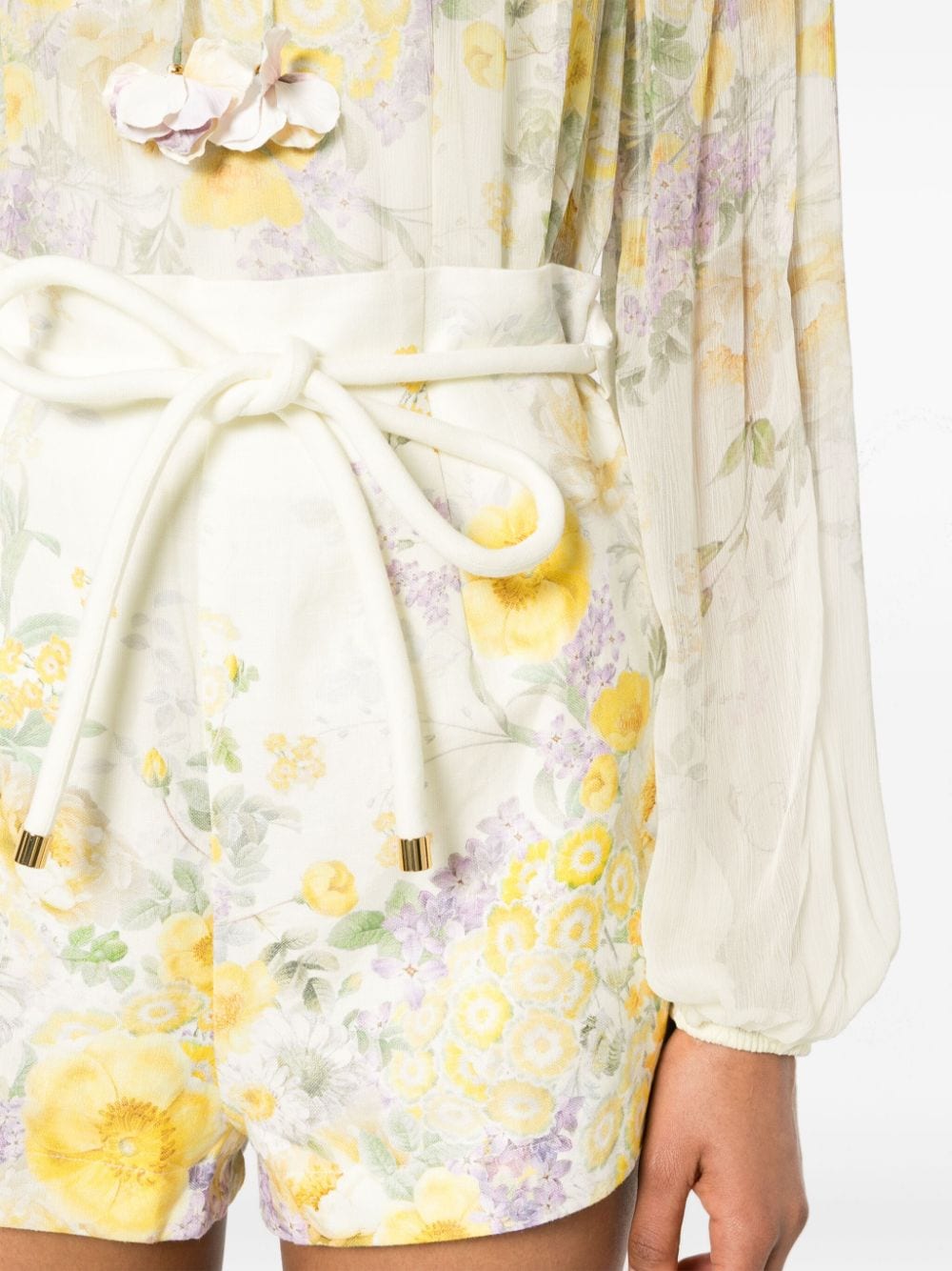 Shop Zimmermann Harmony Floral-print Linen Shorts In Neutrals