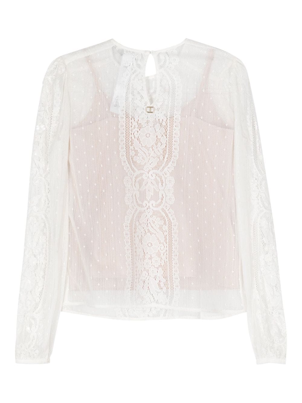 Shop Twinset Bead-embellished Lace Blouse In White
