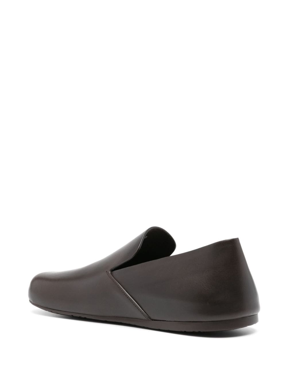 Shop Loewe Lago Leather Loafers In Brown