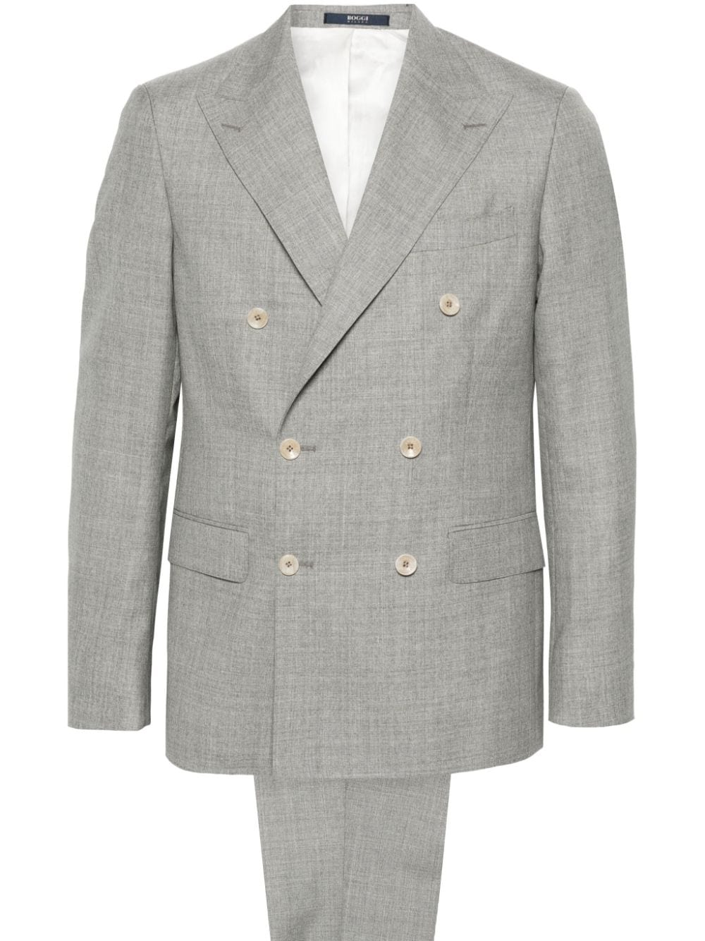 Boggi Milano Double-breasted Wool Suit In Grey