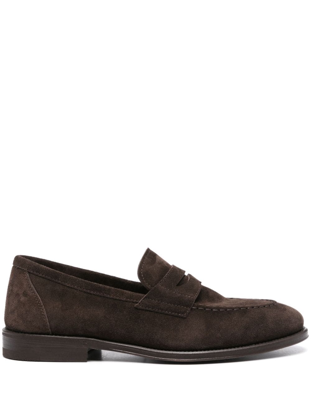 Henderson Baracco Penny-slot Suede Loafers In Brown
