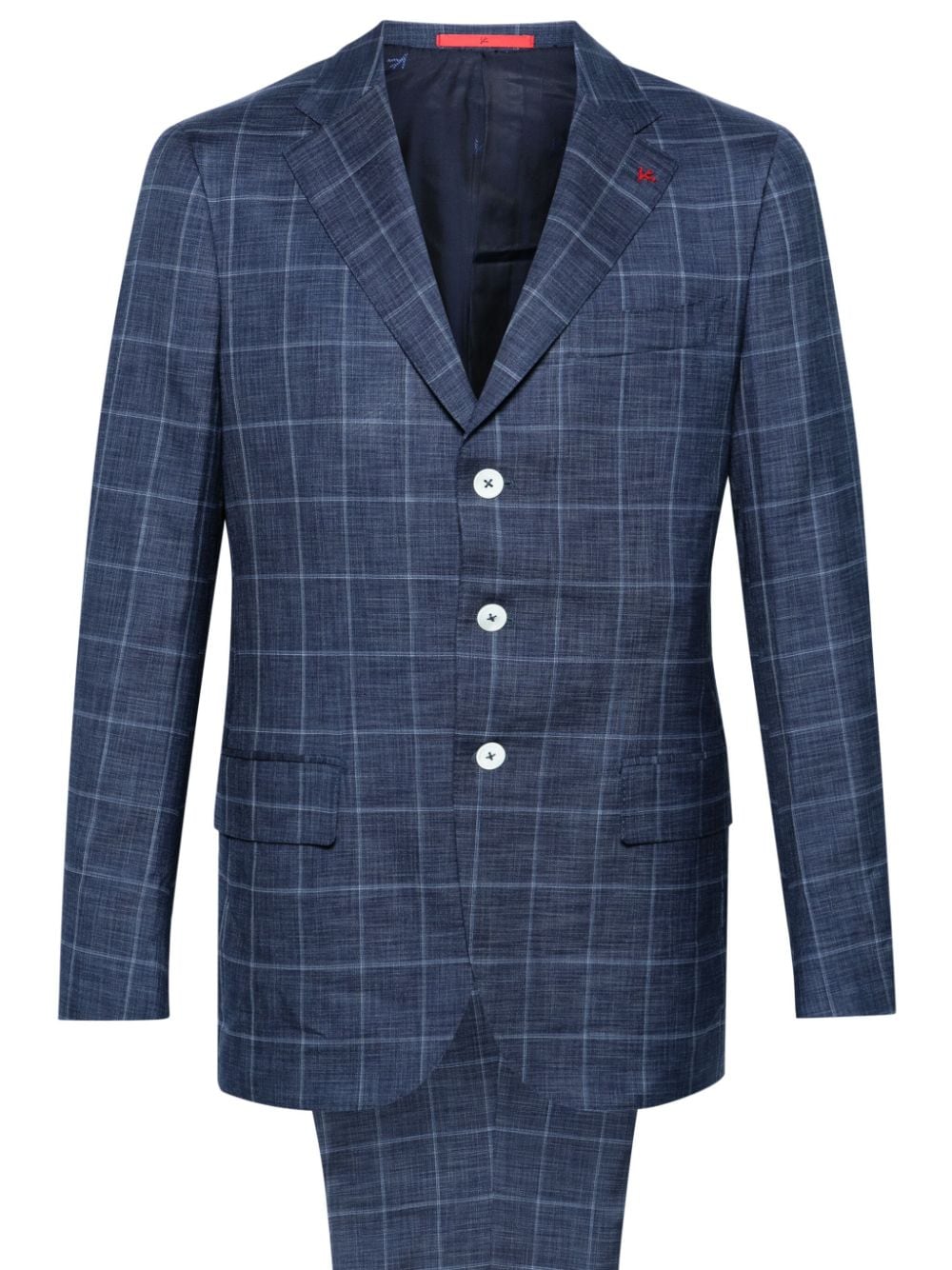 Isaia checked single-breasted suit - Blu