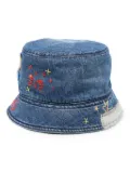 Marni embroidered denim bucket hat - Blue