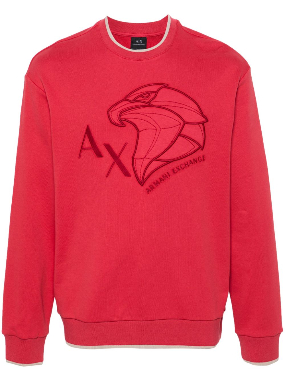 Armani Exchange Eagle-embroidered Cotton Sweatshirt In Rot