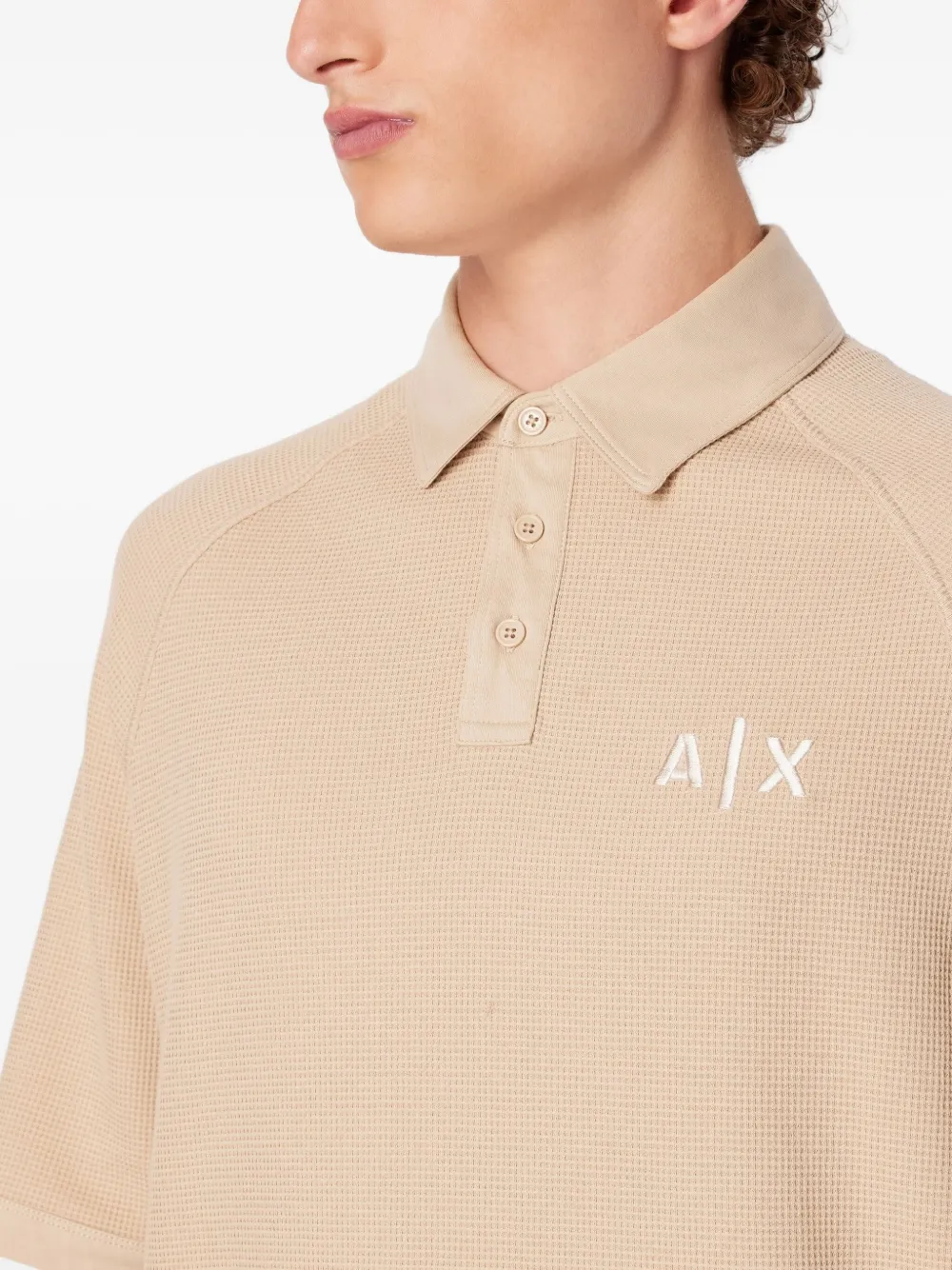 Armani Exchange Poloshirt met wafelpatroon Beige
