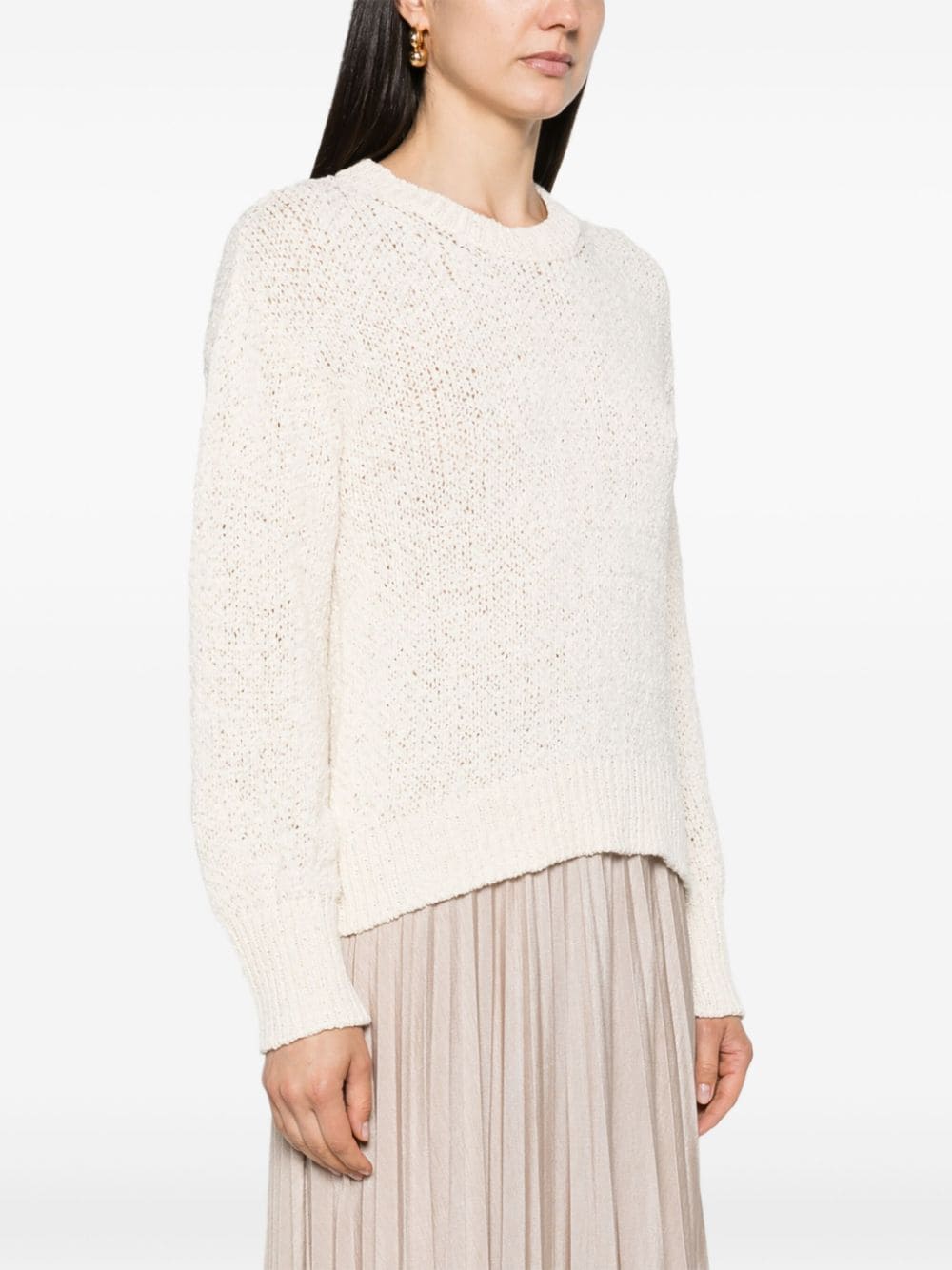 Shop Hugo Boss 3d-knit Crew-neck Jumper In Neutrals