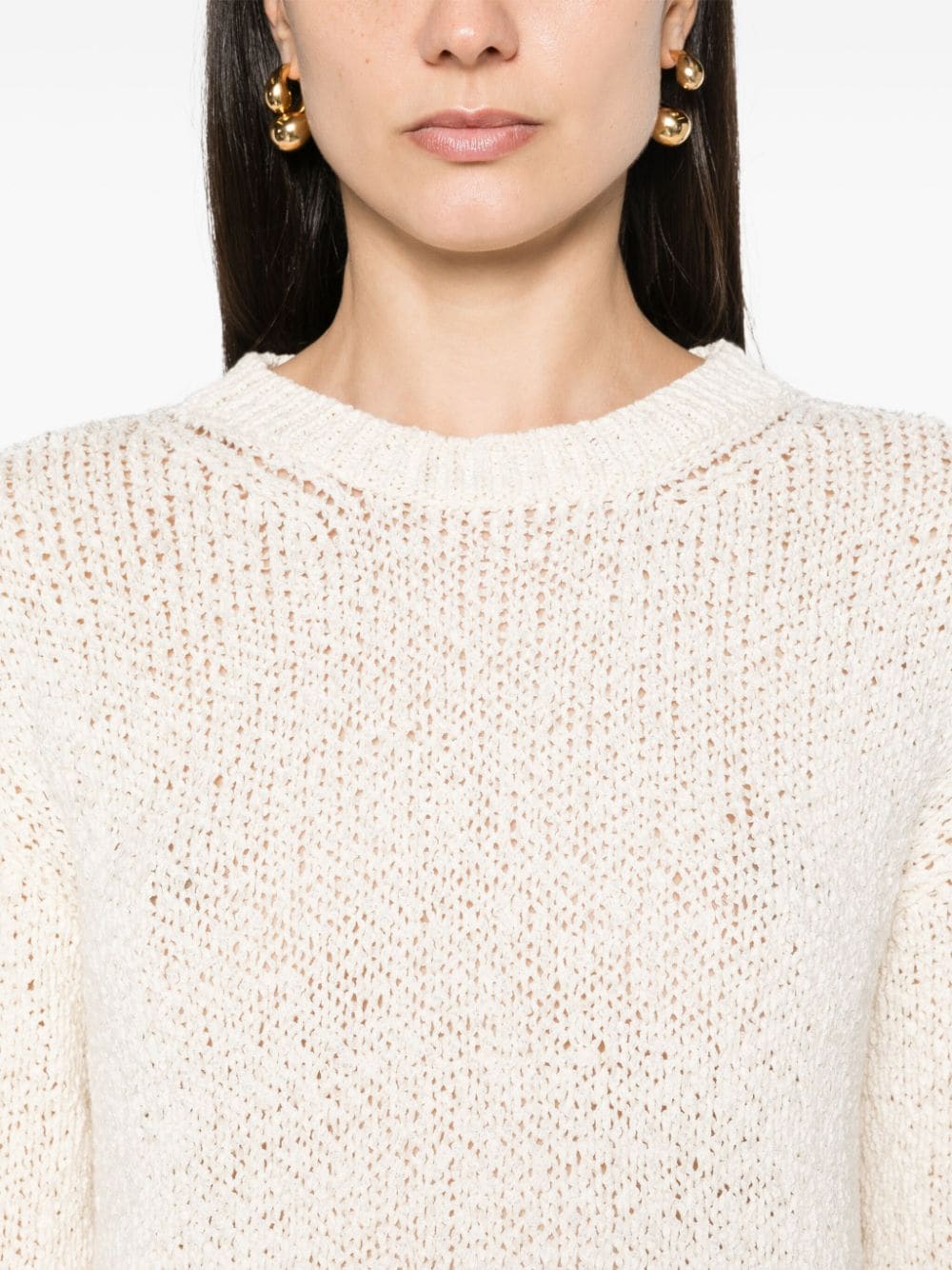 Shop Hugo Boss 3d-knit Crew-neck Jumper In Neutrals