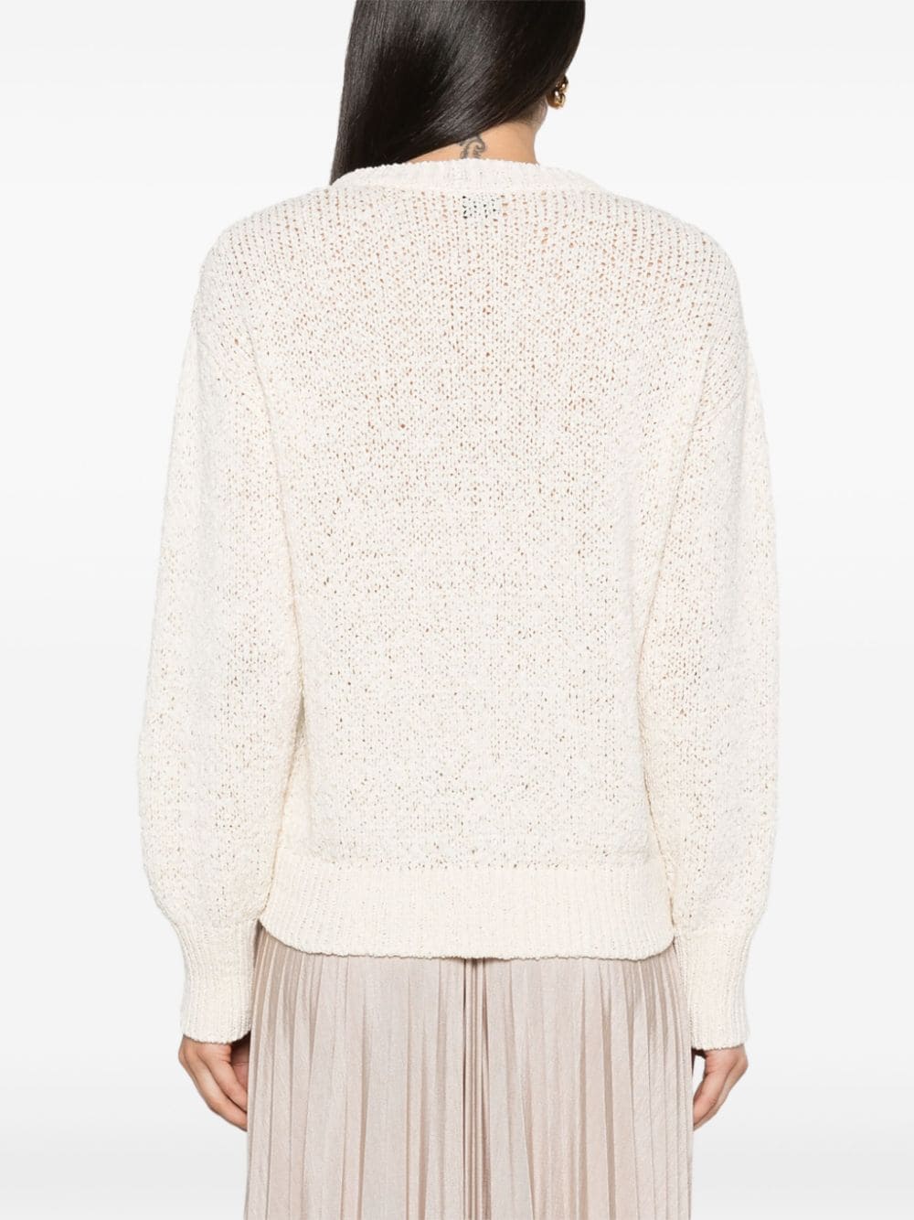 Shop Hugo Boss 3d-knit Crew-neck Jumper In Neutrals