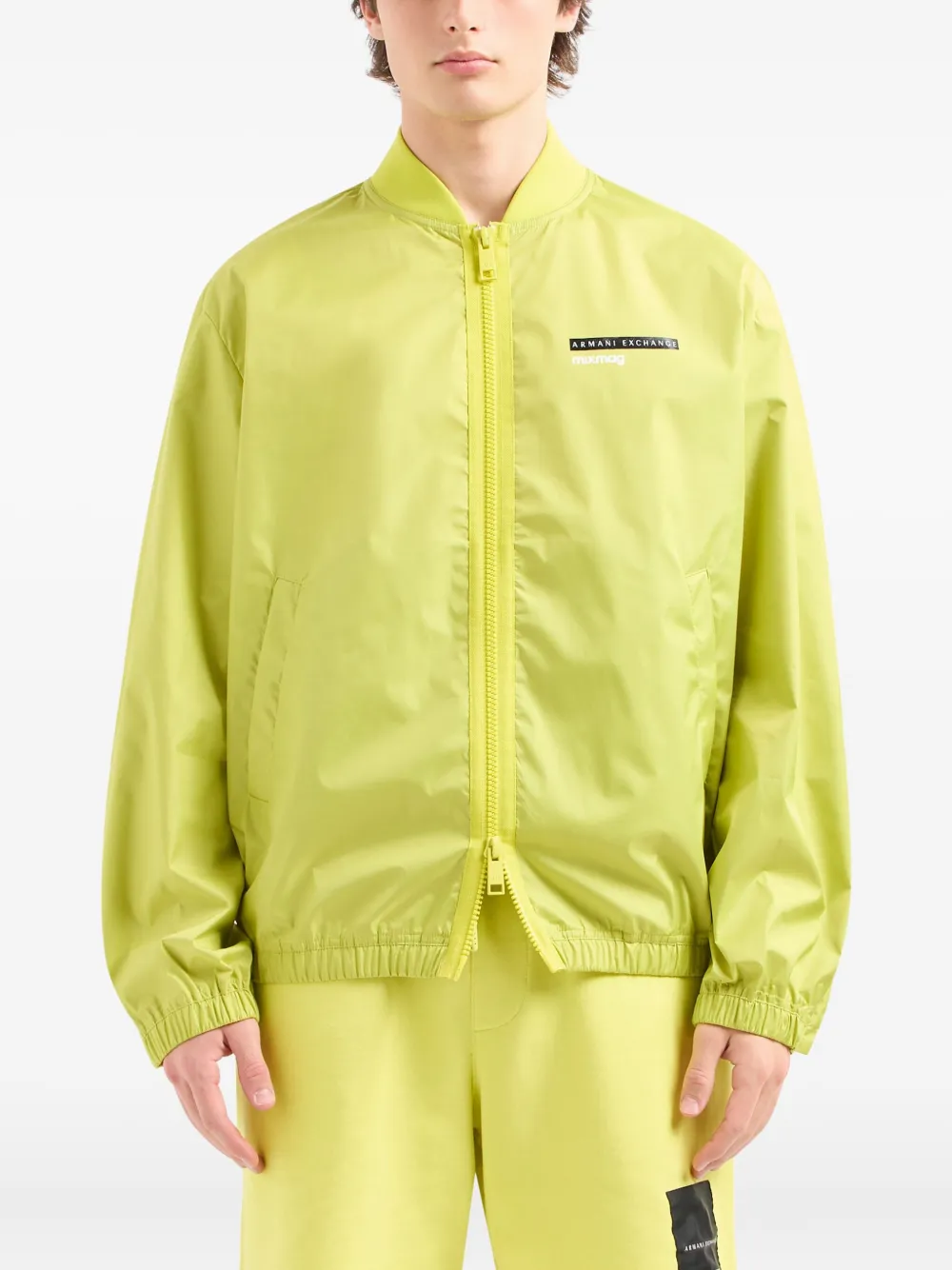 Armani Exchange Zip-front Bomber Jacket In Yellow