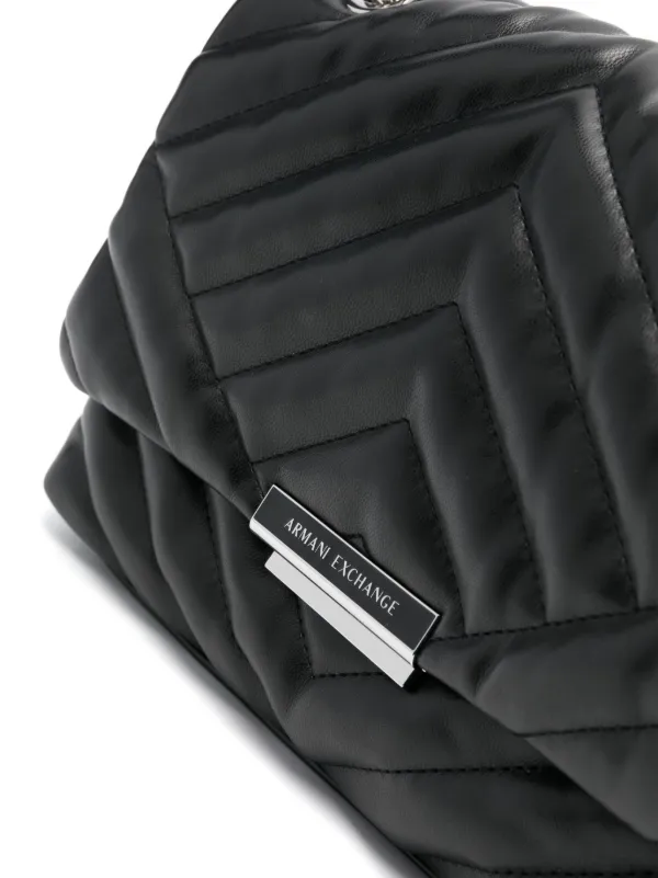 Armani Exchange ロゴプレート ショルダーバッグ | ブラック