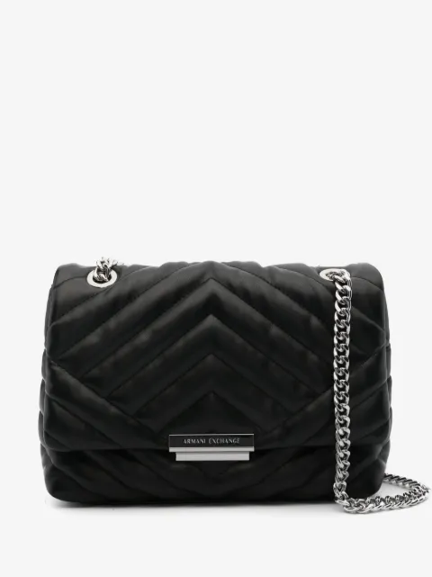 Armani Exchange logo-plaque quilted shoulder-bag