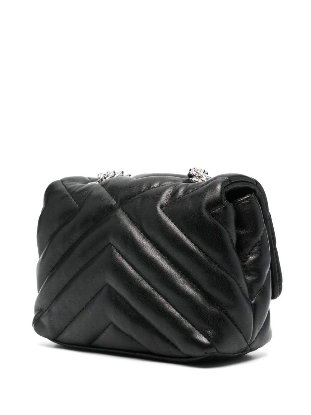 Shop Armani Exchange Chevron-quilted Mini Bag In 00020 Black