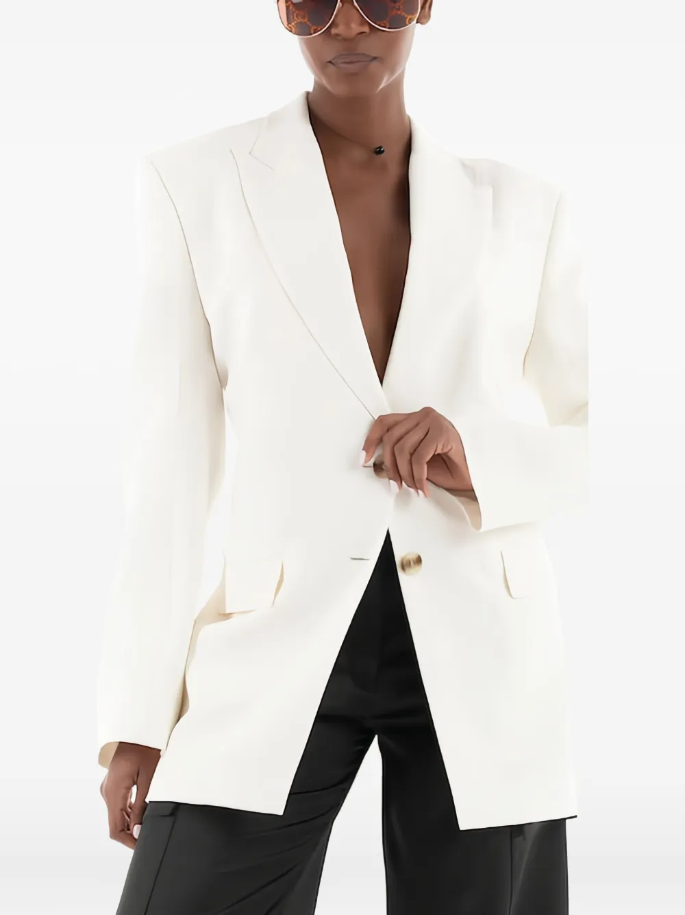 Hugo Boss Open-back Single-breasted Blazer In Neutral