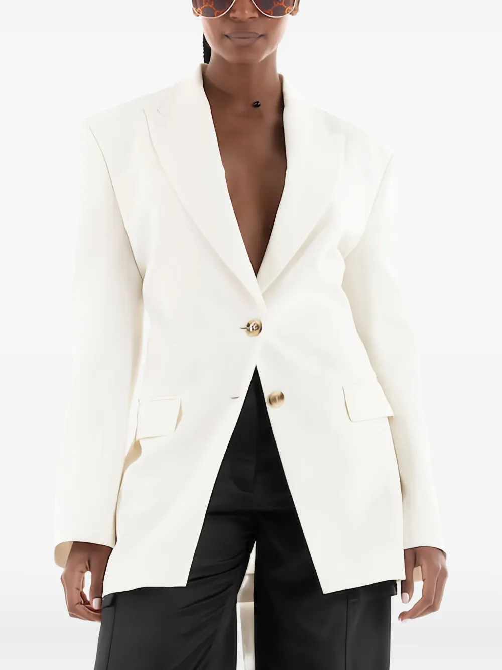 Hugo Boss Open-back Single-breasted Blazer In Neutral