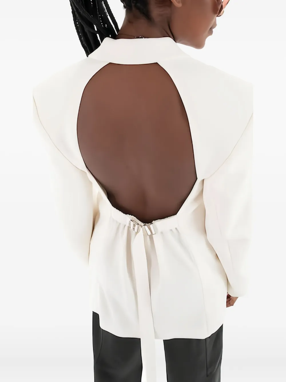 Hugo Boss Open-back Single-breasted Blazer In Neutral