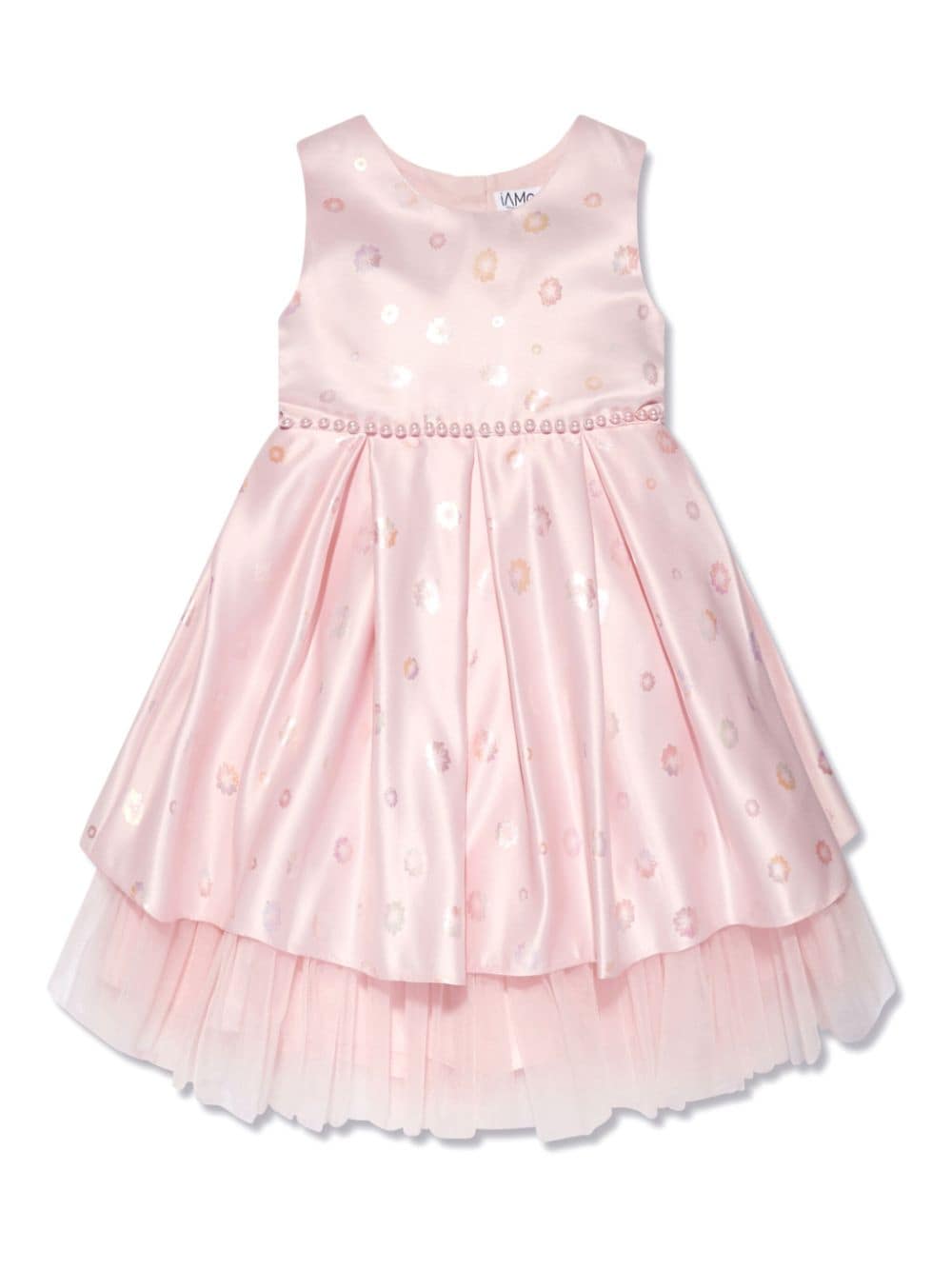 Iame Kids' Floral-jacquard Layered Dress In Pink