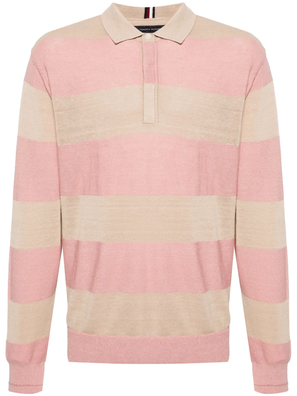 Tommy Hilfiger striped ribbed-knit polo shirt