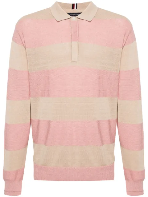 Tommy Hilfiger playera tipo polo tejida de canalé con motivo de rayas
