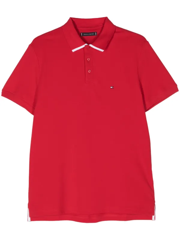 Tommy Hilfiger コントラストトリム ポロシャツ | レッド