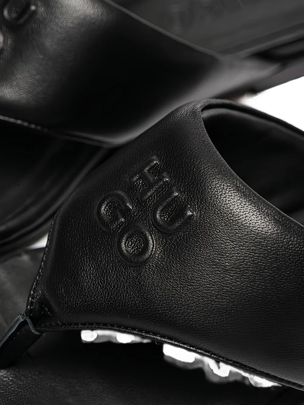 Hugo Boss Logo-embossed Pointed-toe Sandals In Black