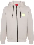 HUGO logo-patch zip-up hoodie - Grey