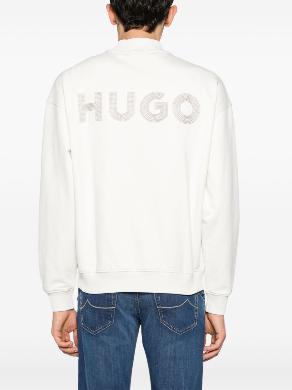Shop Hugo Zip-up Cotton Cardigan In White