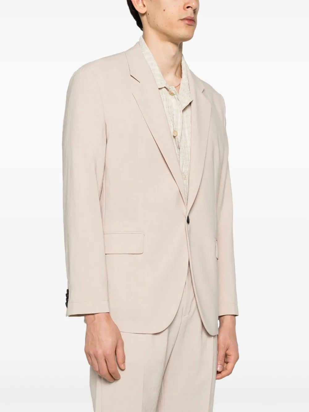 Shop Hugo Seersucker Single-breasted Blazer In Neutrals