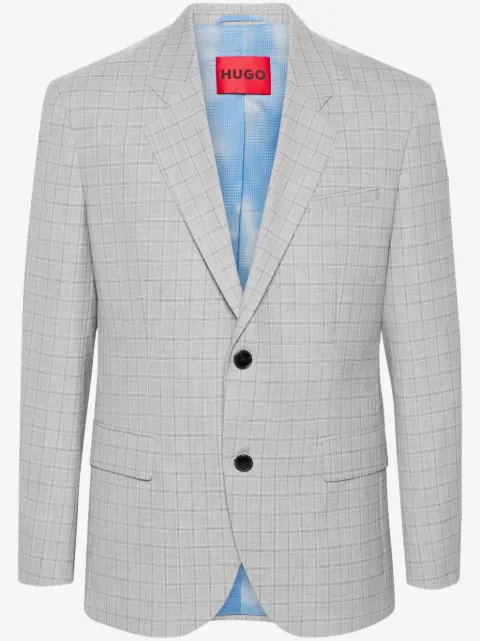HUGO plaid-check single-breasted blazer 