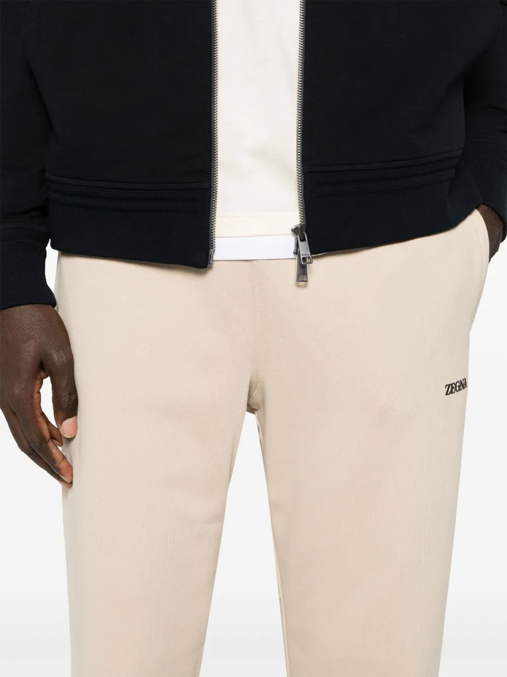 Shop Zegna Mid-rise Cotton Track Trousers In Neutrals