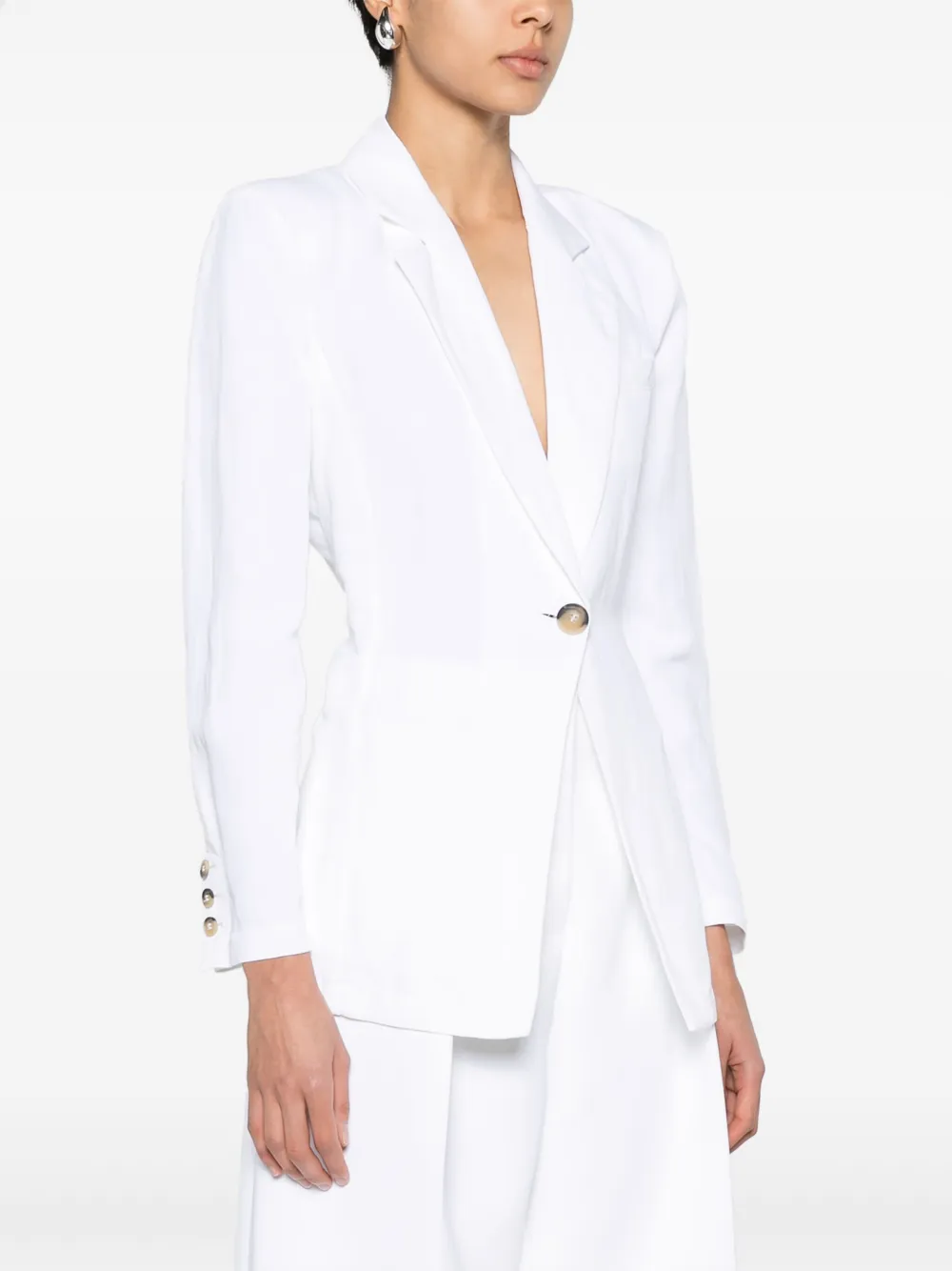 Shop Emporio Armani Notch-lapels Single-breasted Blazer In White