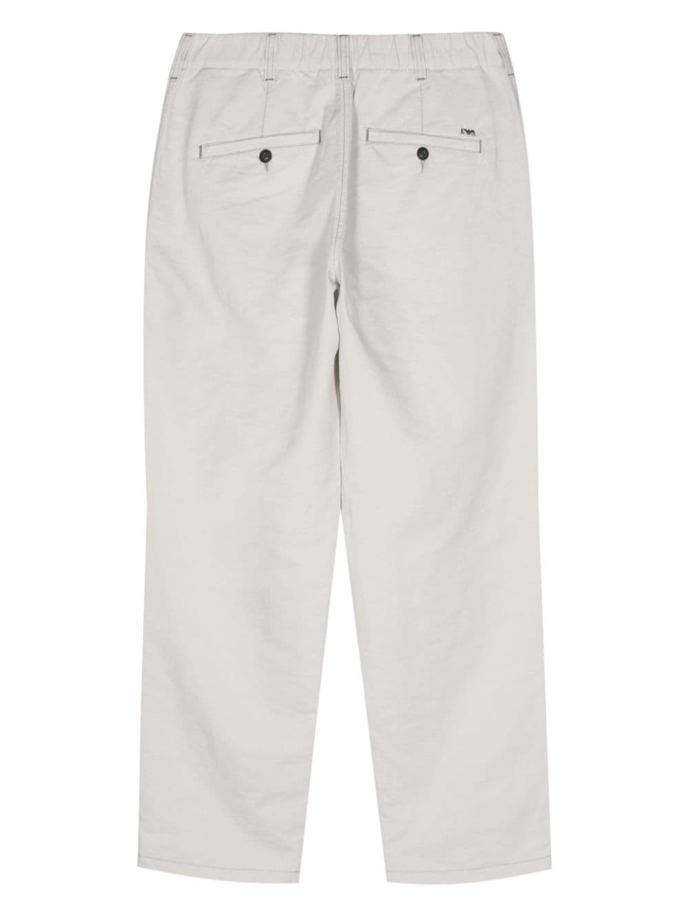 Shop Emporio Armani Linen-blend Tapered Trousers In Grey
