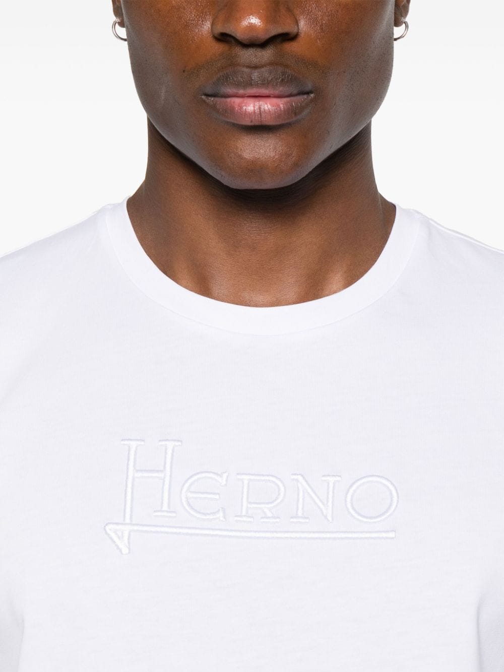 Shop Herno Logo-embroidered Cotton T-shirt In White
