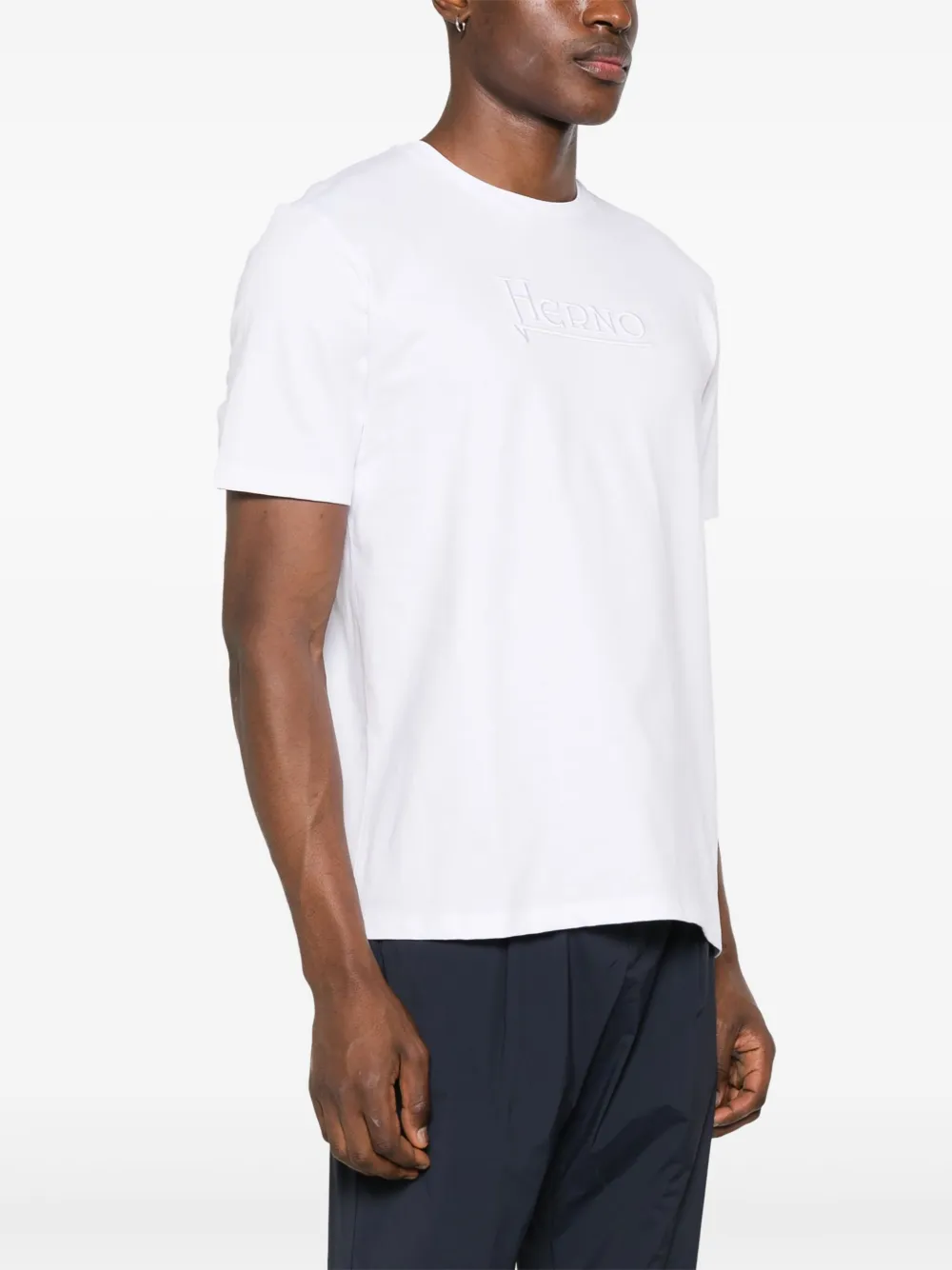 Shop Herno Logo-embroidered Cotton T-shirt In White